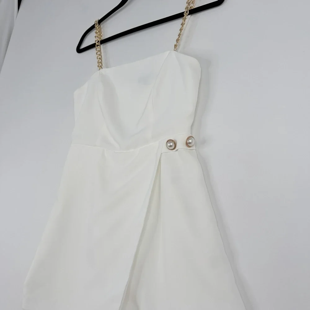 LULUS Cheers To Chic Light Orange Notched Sleeveless Skort Romper Size SMALL
